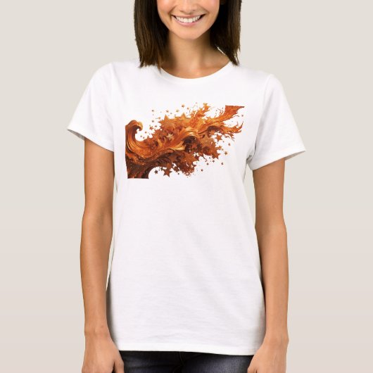 シャープな赤いGOLDEN+STARSテキストデザイン Tシャツ (正面)