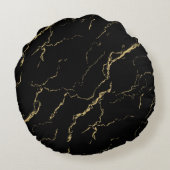 シャープな黒と金ゴールド大理石 ラウンドクッション (裏面)