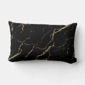 シャープな黒と金ゴールド大理石 ランバークッション (裏面)