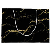 シャープな黒と金ゴールド大理石 ラージペーパーバッグ (裏面)