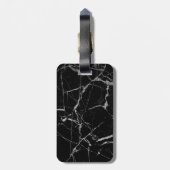 シャープな黒と銀の大理石 ラゲッジタグ (裏面縦)