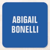 シャープはっきりしたカスタムミニマル名優秀青色 スクエアペーパーコースター (正面)