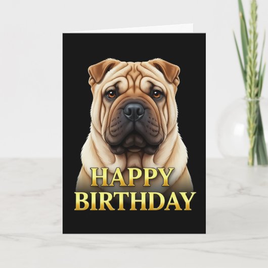 シャープアイの犬のアップの誕生日カード カード (正面)