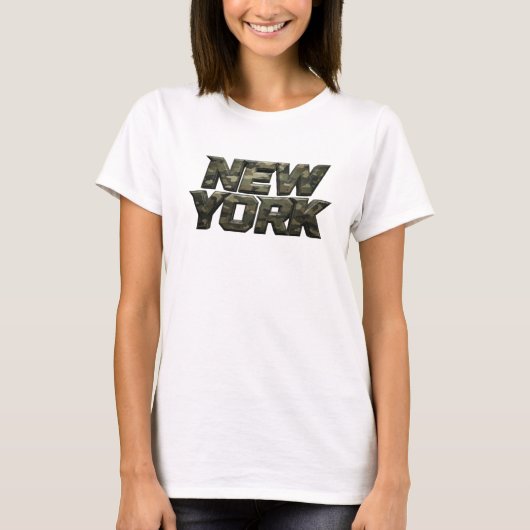 シャープイエロー ニューヨーク プリント Tシャツ (正面)