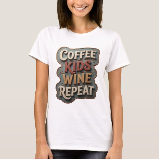 シャープゴールド COFFEE KIDS WINE REPEAT Tシャツ (正面)