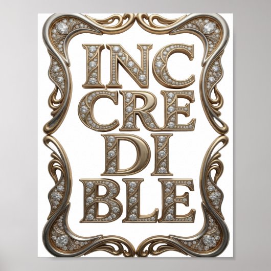シャープゴールド INCREDIBLE テキストデザイン ポスター (正面)