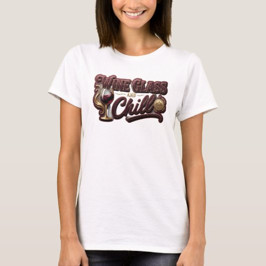 シャープゴールド WINE GLASS AND CHILL 引用Tシャツ Tシャツ (正面)