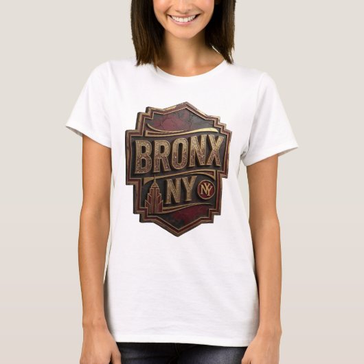 シャープゴールドBRONX+NYスローガンTシャツ Tシャツ (正面)