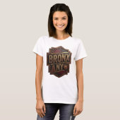 シャープゴールドBRONX+NYスローガンTシャツ Tシャツ (正面フル)
