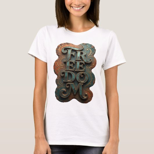 シャープゴールドFREEDOMスローガンTシャツ Tシャツ (正面)