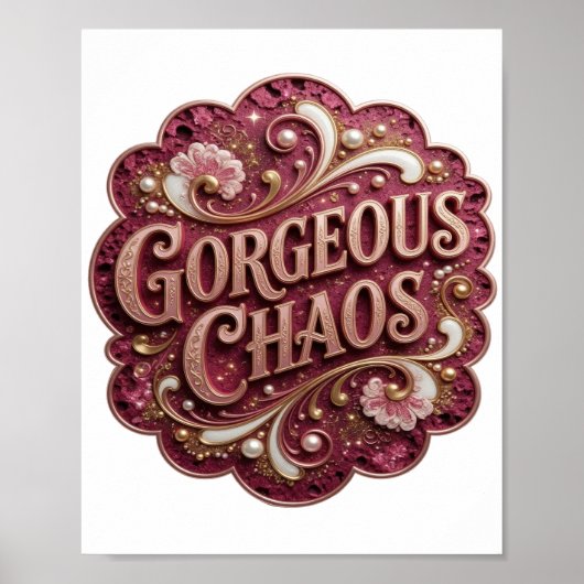 シャープゴールドGORGEOUS CHAOS 3Dテキストアート ポスター (正面)