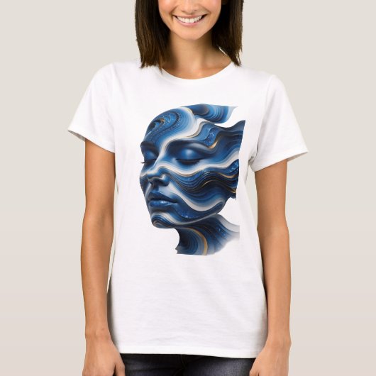 シャープシルバー抽象アートデザイン Tシャツ (正面)