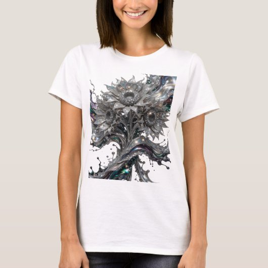 シャープシルバー抽象アート オーダーメイドTシャツ Tシャツ (正面)