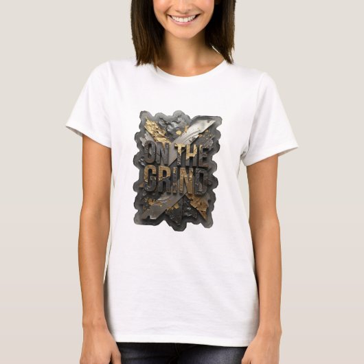 シャープシルバー ON THE GRIND テキストデザイン Tシャツ (正面)