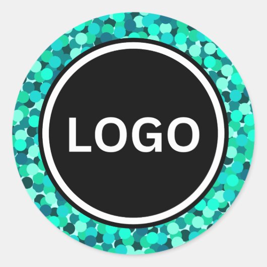 シャープティール(緑がかった色)抽象芸術モダンきらめき ラウンドシール (正面)