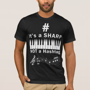 シャープノットハッシュタグピアノプレーヤーミュージシャンキーボード Tシャツ