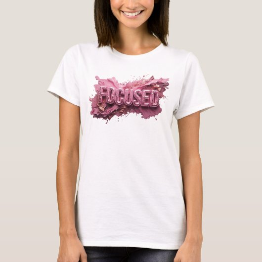 シャープピンクのFOCUSED ウェアラブルアート Tシャツ (正面)
