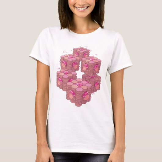 シャープピンクのPINK COINSデザイン Tシャツ (正面)