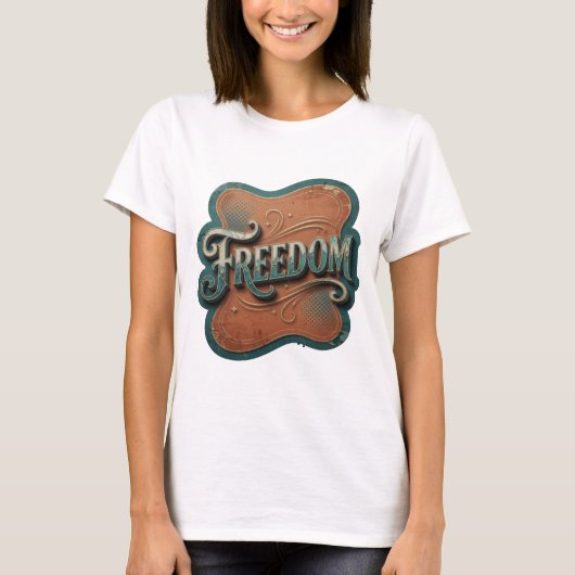シャープブルーのFREEDOMステートメントTシャツ Tシャツ (正面)