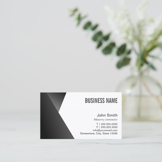 シャープモダンな黒と白の組積造 名刺 (スタンド正面)