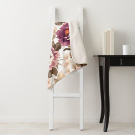 シャープラフリースブランケット - サマー ブロッサム デザイン シェルパブランケット