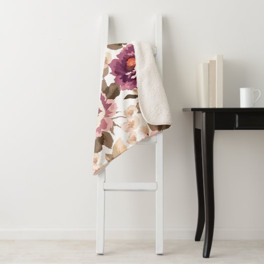 シャープラフリースブランケット - サマー ブロッサム デザイン シェルパブランケット (インサイチュ)