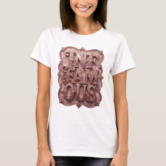 シャープ ゴールド INFAMOUS 3Dテキストアート Tシャツ (正面)