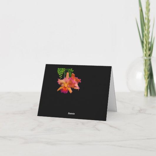 シャーベットのピンク、赤い及びオレンジ蘭のサンキューカード サンキューカード (裏面)