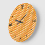 シャーベットオレンジ，エナメルルック，スタッドグリッド ラージ壁時計 (傾斜)