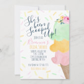 シャーベットスコップドアップアイスクリームブライダルシャワー 招待状 (正面)