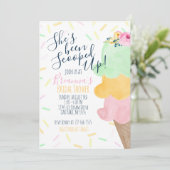 シャーベットスコップドアップアイスクリームブライダルシャワー 招待状 (スタンド正面)