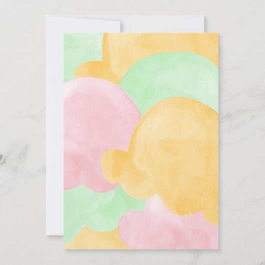 シャーベットスコップドアップアイスクリームブライダルシャワー 招待状 (裏面)