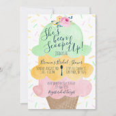 シャーベットスコップドアップアイスクリームブライダルシャワー 招待状 (正面)