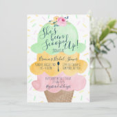 シャーベットスコップドアップアイスクリームブライダルシャワー 招待状 (スタンド正面)