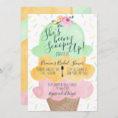 シャーベットスコップドアップアイスクリームブライダルシャワー 招待状 (正面/裏面)