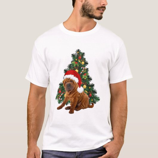 シャーペイのクリスマス犬、シャーペイのXmas犬 Tシャツ (正面)