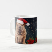 シャーペイボックスドッグと雪とクリスマス コーヒーマグカップ (正面左)