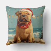 シャーペイ犬 クリスマス ヴィンテージ ビーチ クッション (裏面)