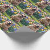 シャーペイ犬 春の花の絵 ラッピングペーパー (角)