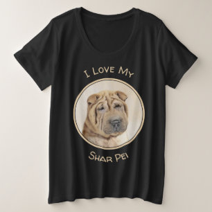 シャーペイ絵画さん – かわいいオリジナルの犬の絵 プラスサイズTシャツ