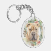 シャーペイ クリスマスリース クリスマスの犬 キーホルダー (正面左)