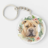 シャーペイ クリスマスリース クリスマスの犬 キーホルダー (正面)