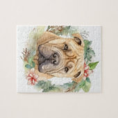 シャーペイ クリスマスリース クリスマスの犬 ジグソーパズル (横)
