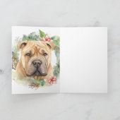 シャーペイ クリスマスリース 楽しい犬 カード (内部)