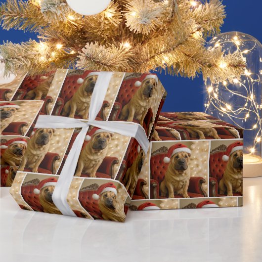 シャーペイ クリスマス 犬 ラッピングペーパー (クリスマス)