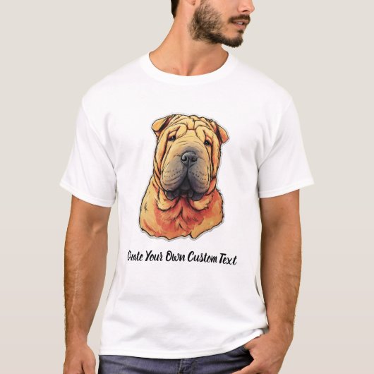 シャーペイ 犬 オリジナル テキスト Tシャツ (正面)