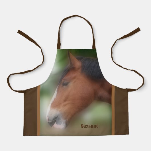 シャーホース荷車を引く顔パーソナライズされた エプロン (正面)