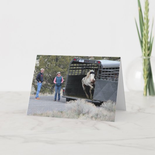 シャーマンがトレーラーから飛び降りる折り畳まれたノートカード ノートカード (正面)