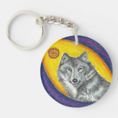 シャーマンの治療のオオカミ キーホルダー (正面)