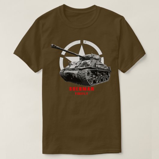 シャーマンフィレフリーフューリー軍隊タンク第2次世界大戦 Tシャツ (デザイン正面)